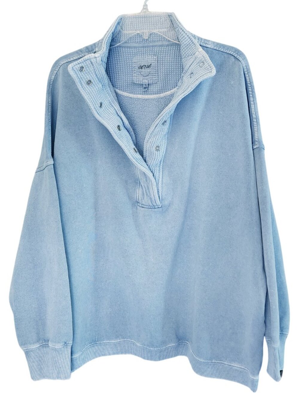 Aerie “Oh Snap” Oversized Quarter Snap Sweatshirt, Blue, XL